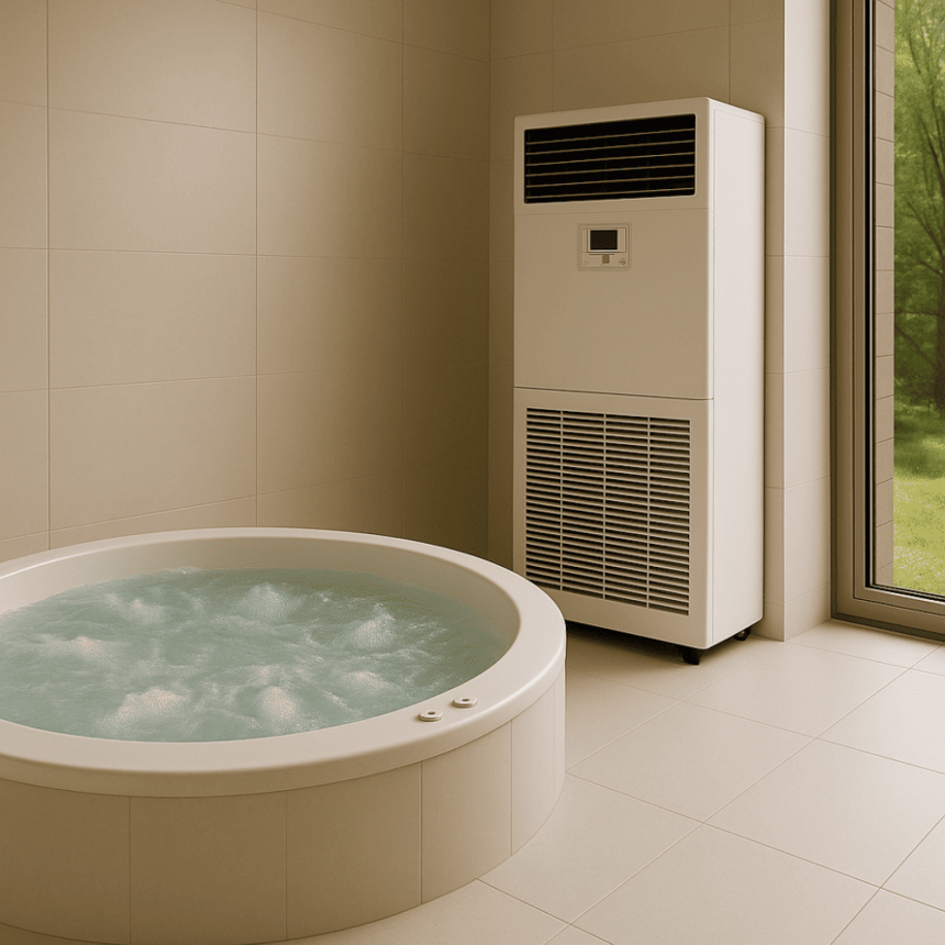 Напольный осушитель в спа-зоне