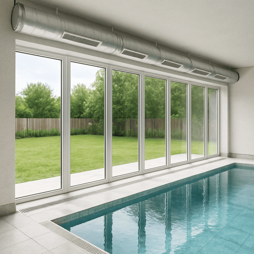 Подача воздуха на окна бассейна