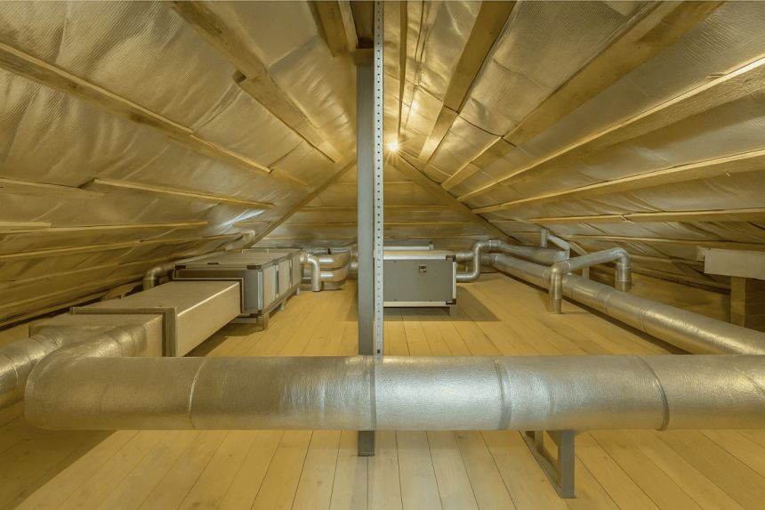 Для неотапливаемого чердаке потребуется утеплённая выгородка из минеральной ваты.